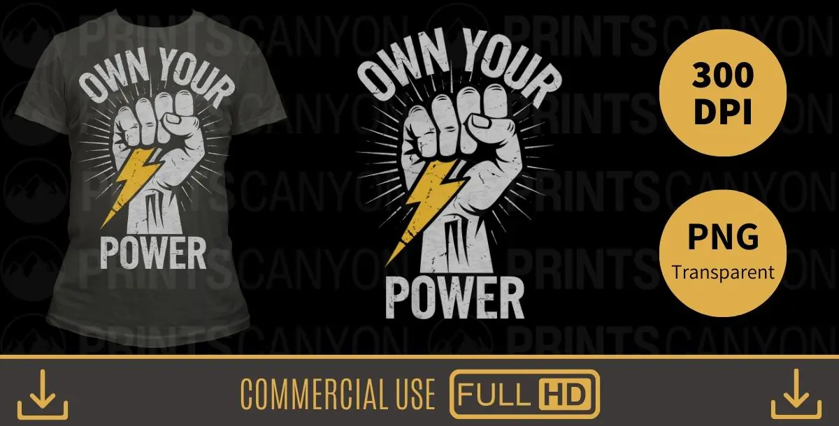 Own Your Power – Bold Motivational Fist & Lightning Design