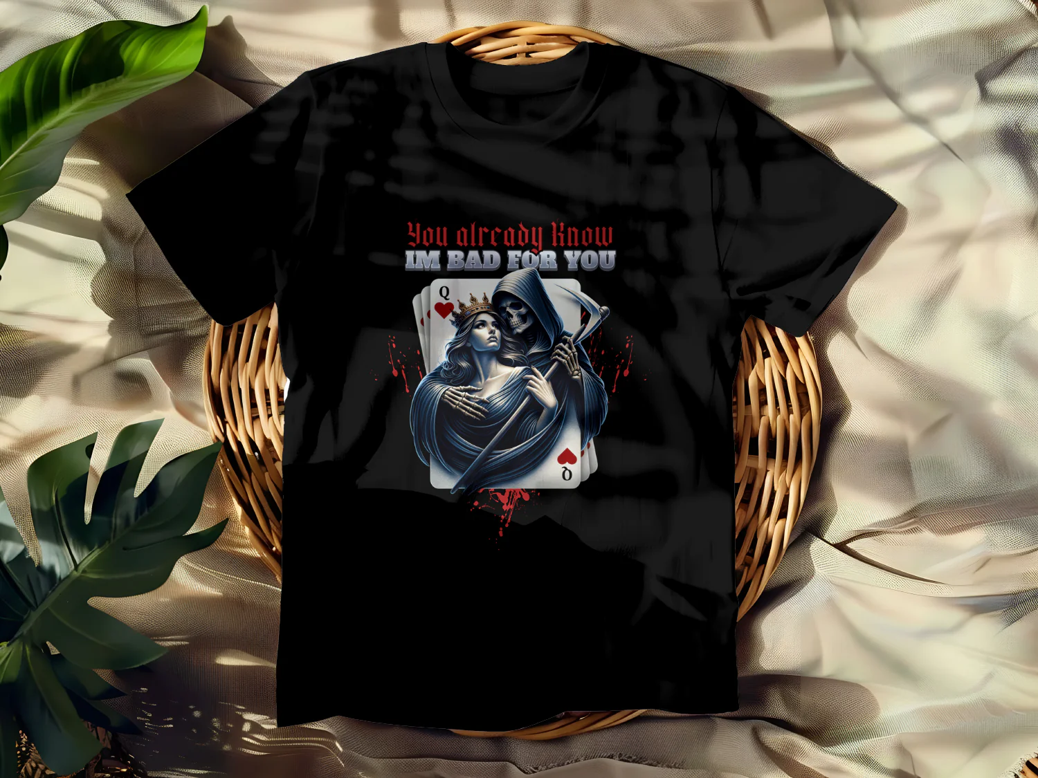 You Already Know I'm Bad For You T-Shirt Design Featuring Dark Romantic Aesthetic