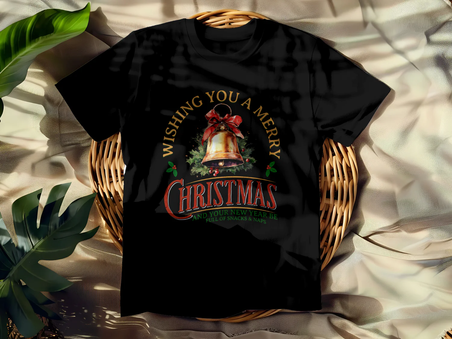 Merry Christmas T-Shirt Design Wishing You Snacks and Naps for the New Year