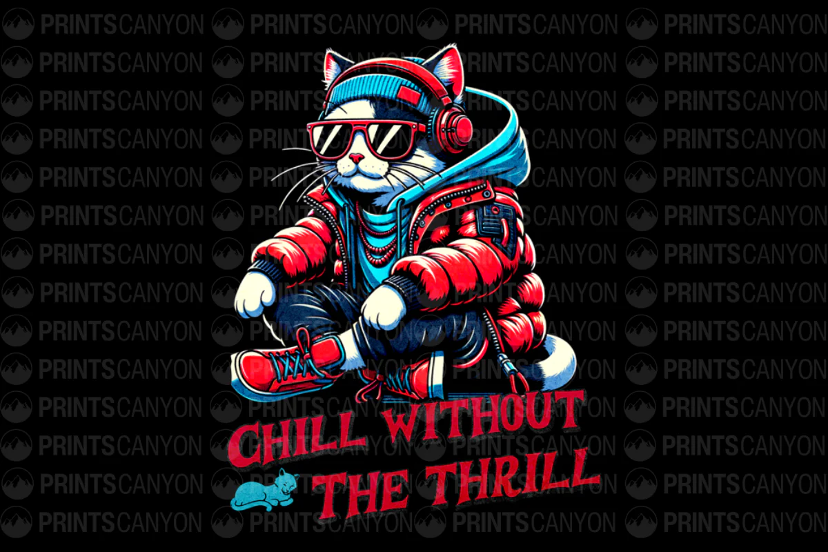 Chill Without The Thrill Cat Hoodie Retro Streetwear Design