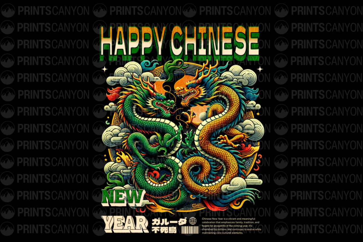 Happy Chinese New Year Dragon Design T-Shirt Celebrating Tradition and Prosperity