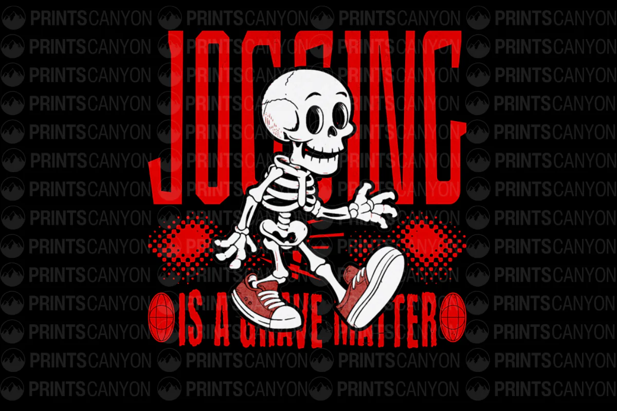 Jogging Is A Grave Matter Funny Skeleton T-Shirt Design