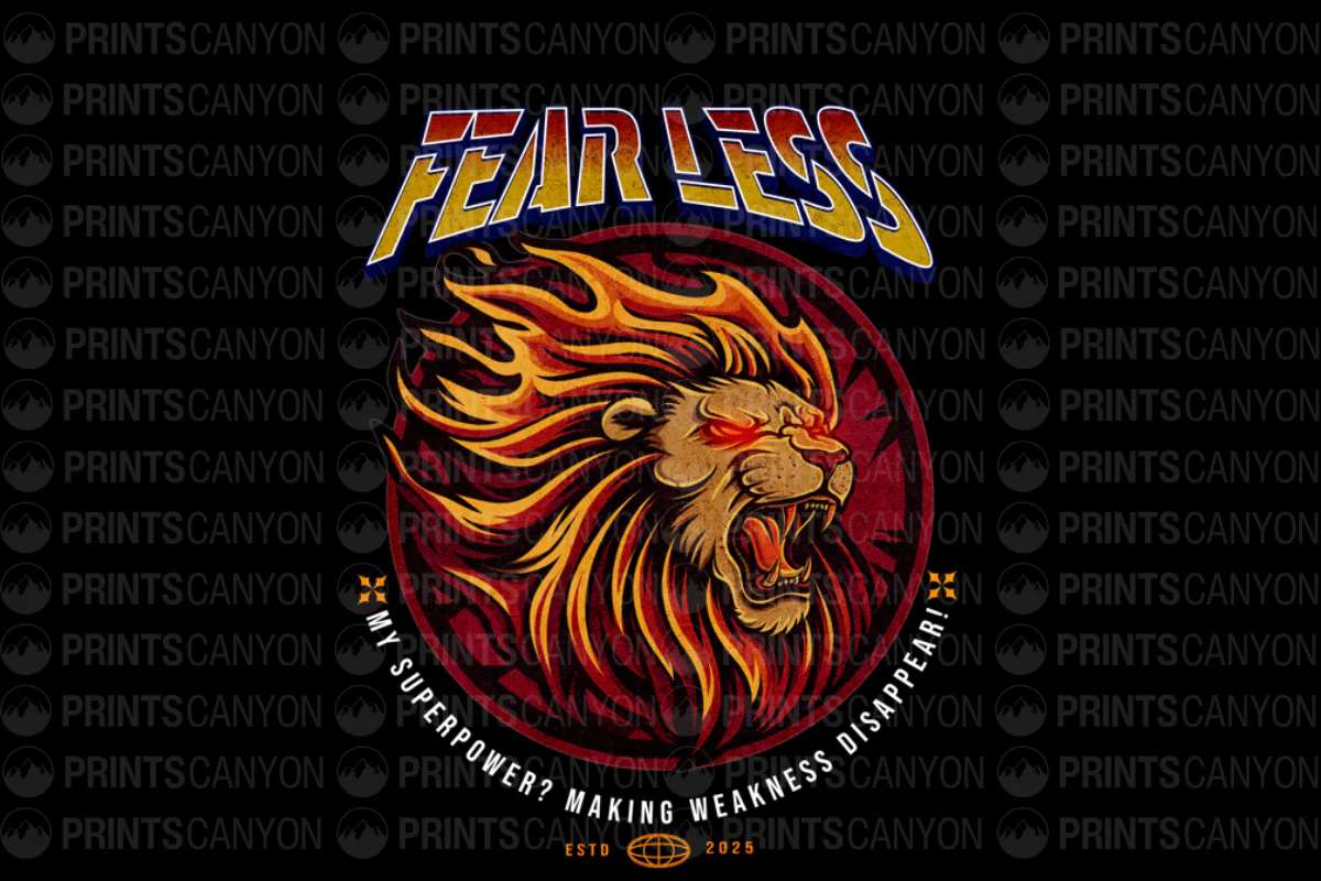 Fear Less Lion Graphic Tee - Unleash Your Superpower to Make Weakness Disappear!
