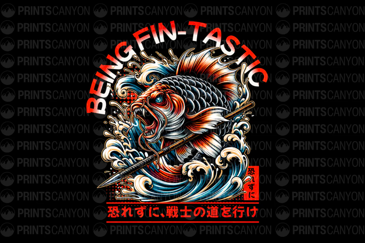 Being Fin-tastic Graphic Tee with Japanese Inspired Design