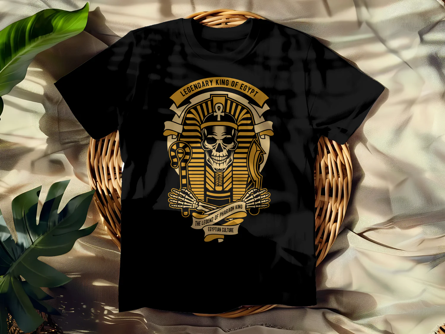 Legendary King of Egypt Skull T-Shirt Design for Pharaoh Culture Enthusiasts