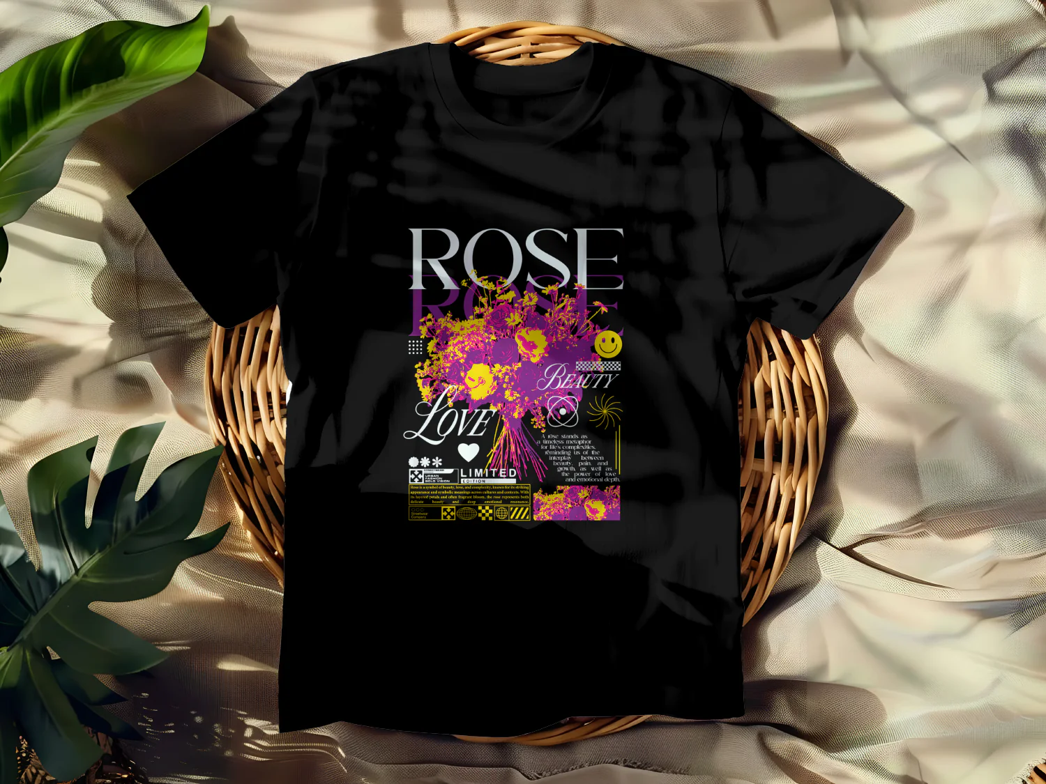 Vibrant Rose Love Beauty T-Shirt Design for Limited Edition Apparel