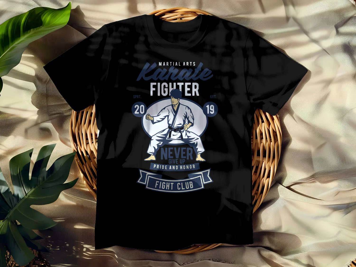 Karate Fighter T-Shirt Design Never Give Up Pride and Honor Fight Club 2019