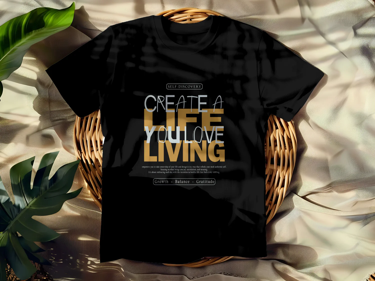 Create a Life You Love Living Inspirational T-Shirt Design for Self-Discovery and Growth