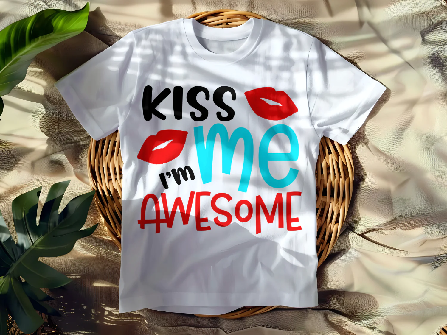 Me Awesome Kiss T-Shirt Design for Confident and Fun-Loving Individuals