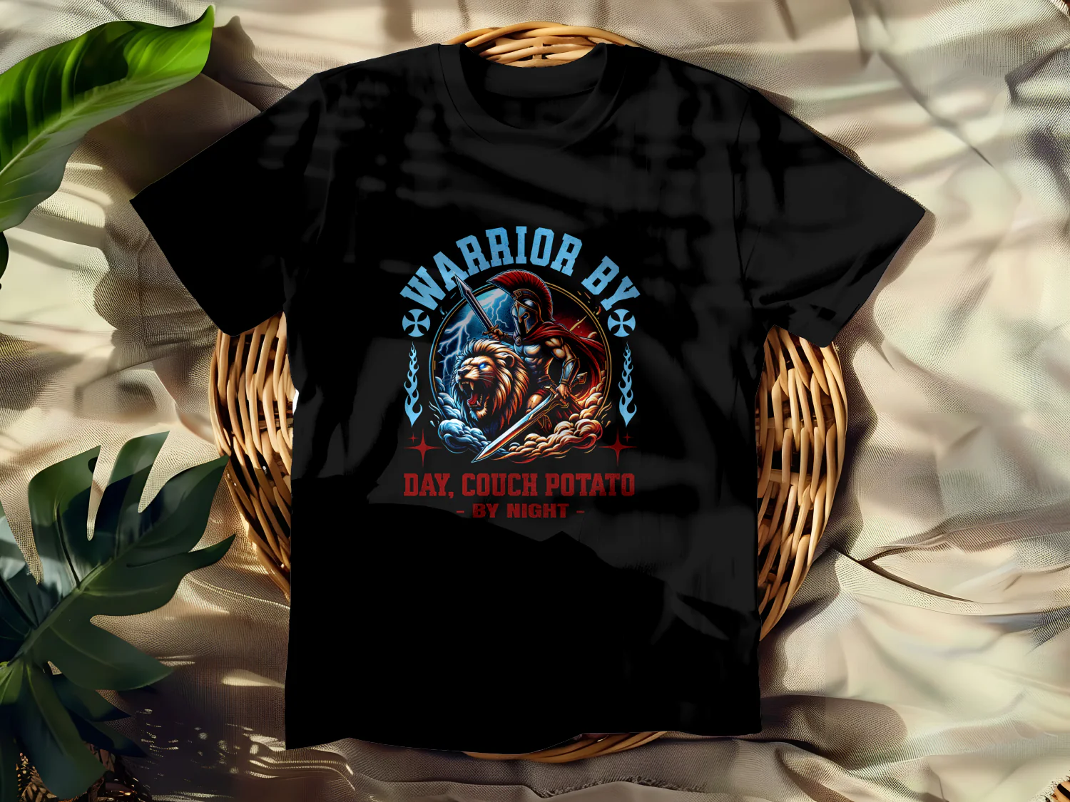 Warrior by Day, Couch Potato by Night T-Shirt Design