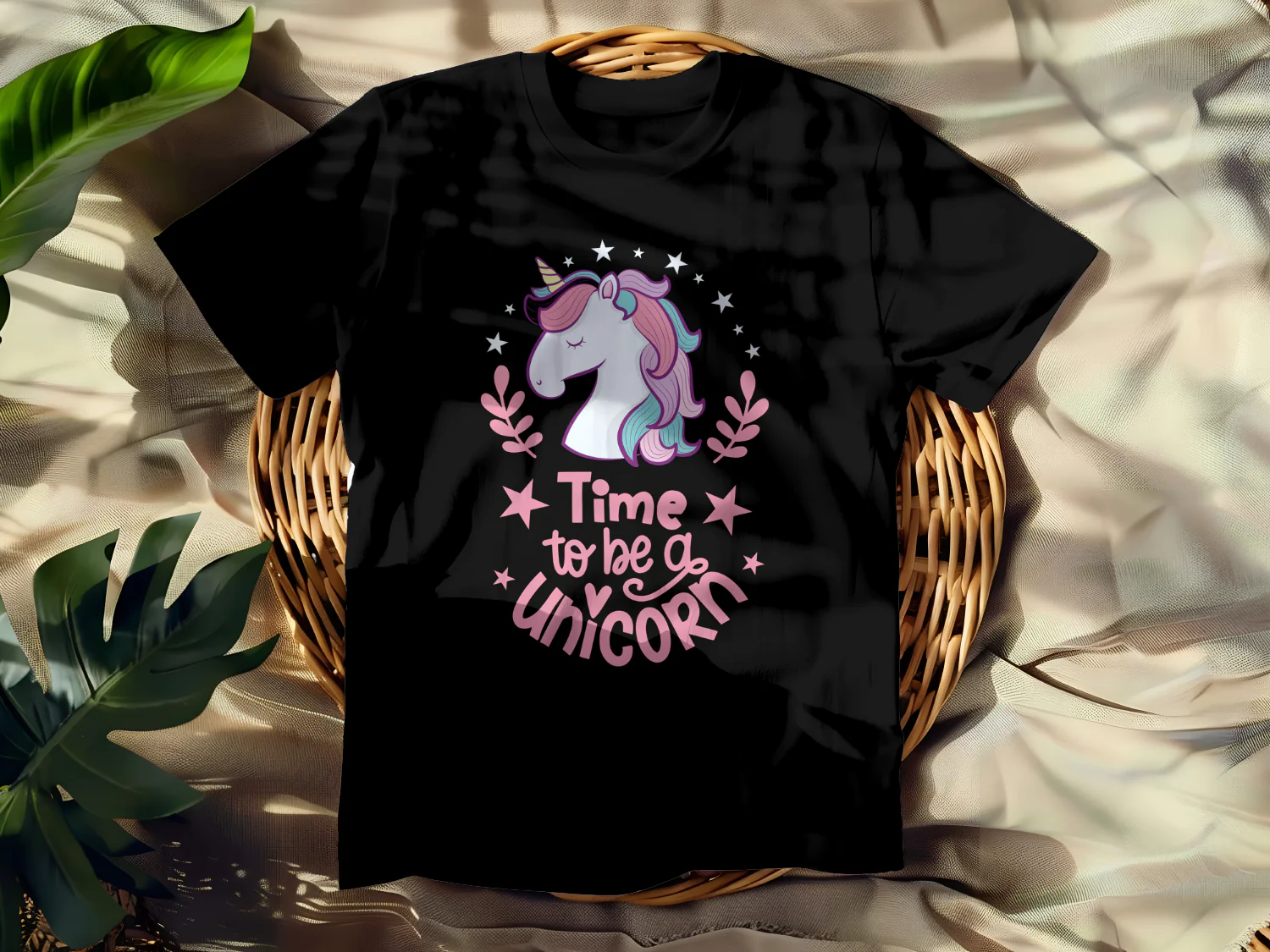 Unicorn T-shirt Design Time to Be a Unicorn Cute Graphic Print for Kids and Adults