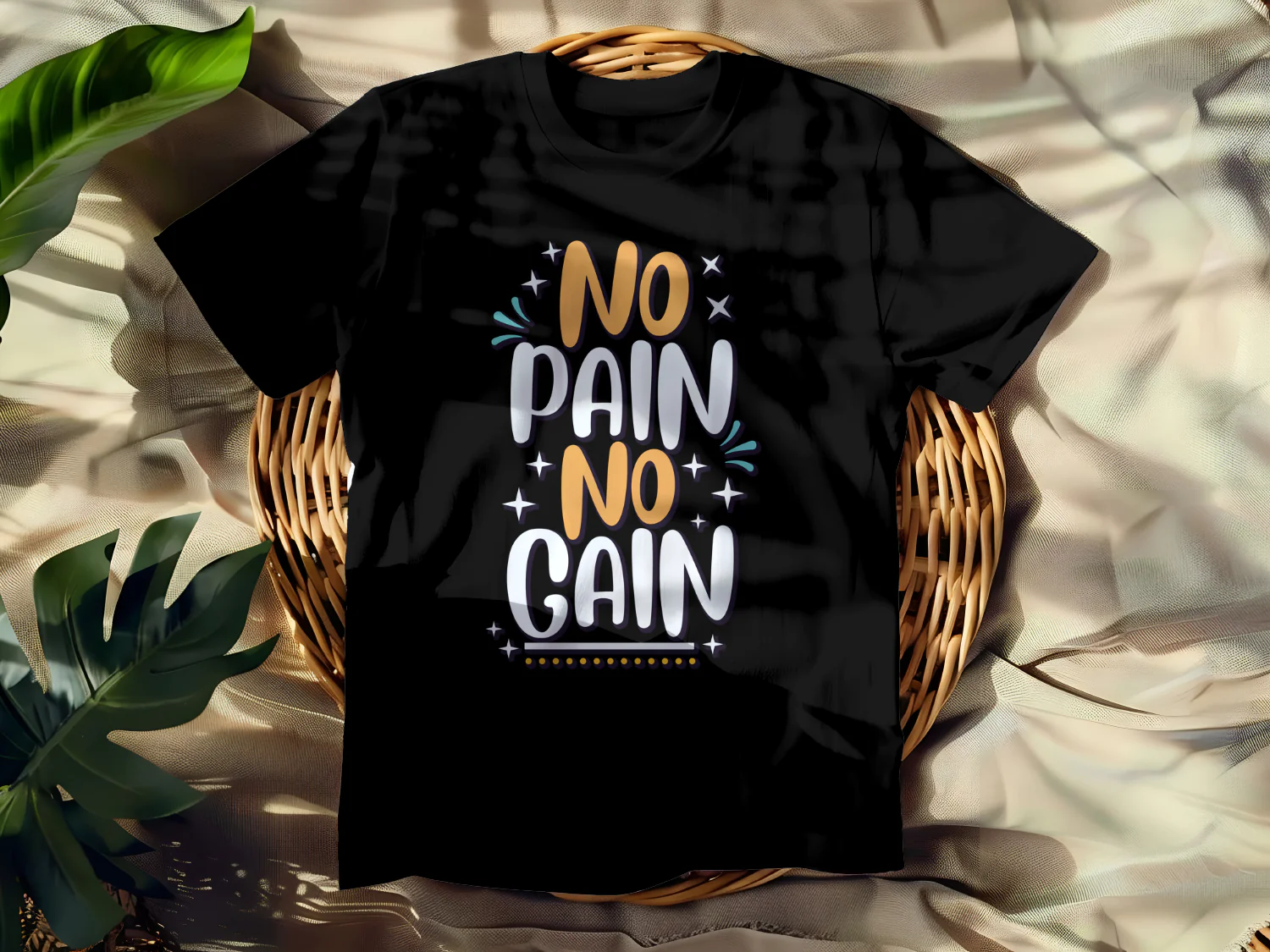 No Pain No Gain Motivational T-Shirt Design Printable Digital File