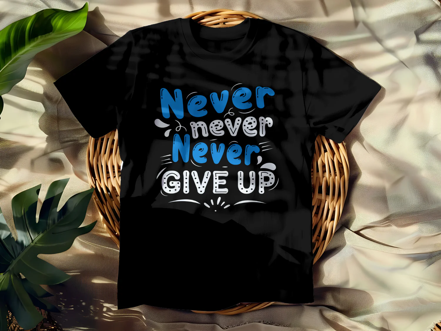 Never Never Never Give Up Inspirational T-Shirt Design