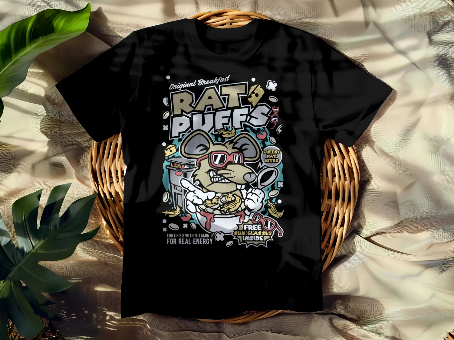 Cheesy Rat Puffs Breakfast T-Shirt Design for Fun and Energy Lovers