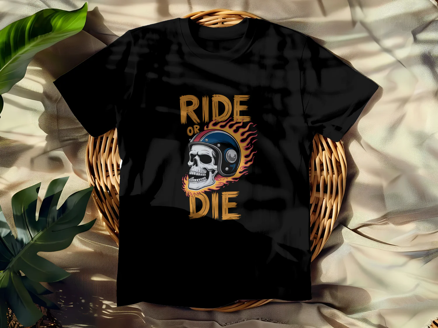 Ride or Die Skull Motorcycle T-Shirt Design