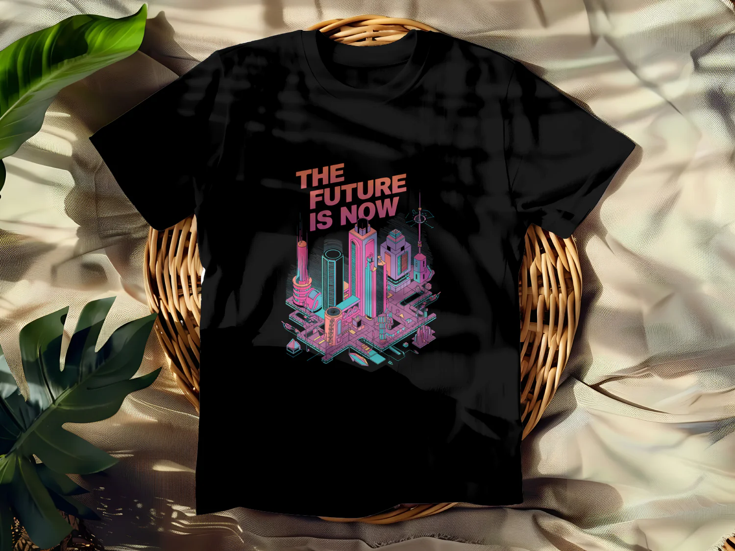 Futuristic Cityscape T-Shirt Design - The Future Is Now Graphic Art