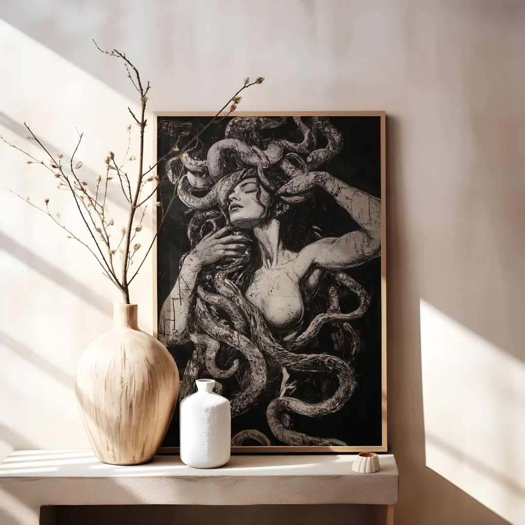Mythical Embrace: Printable Wall Art for Enchanting Home Decor