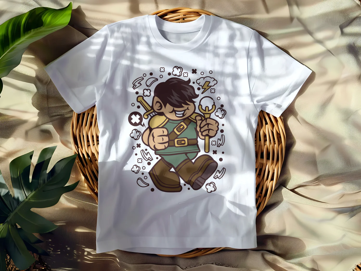 Playful Adventure Hero T-Shirt Design for Gamers and Fantasy Lovers