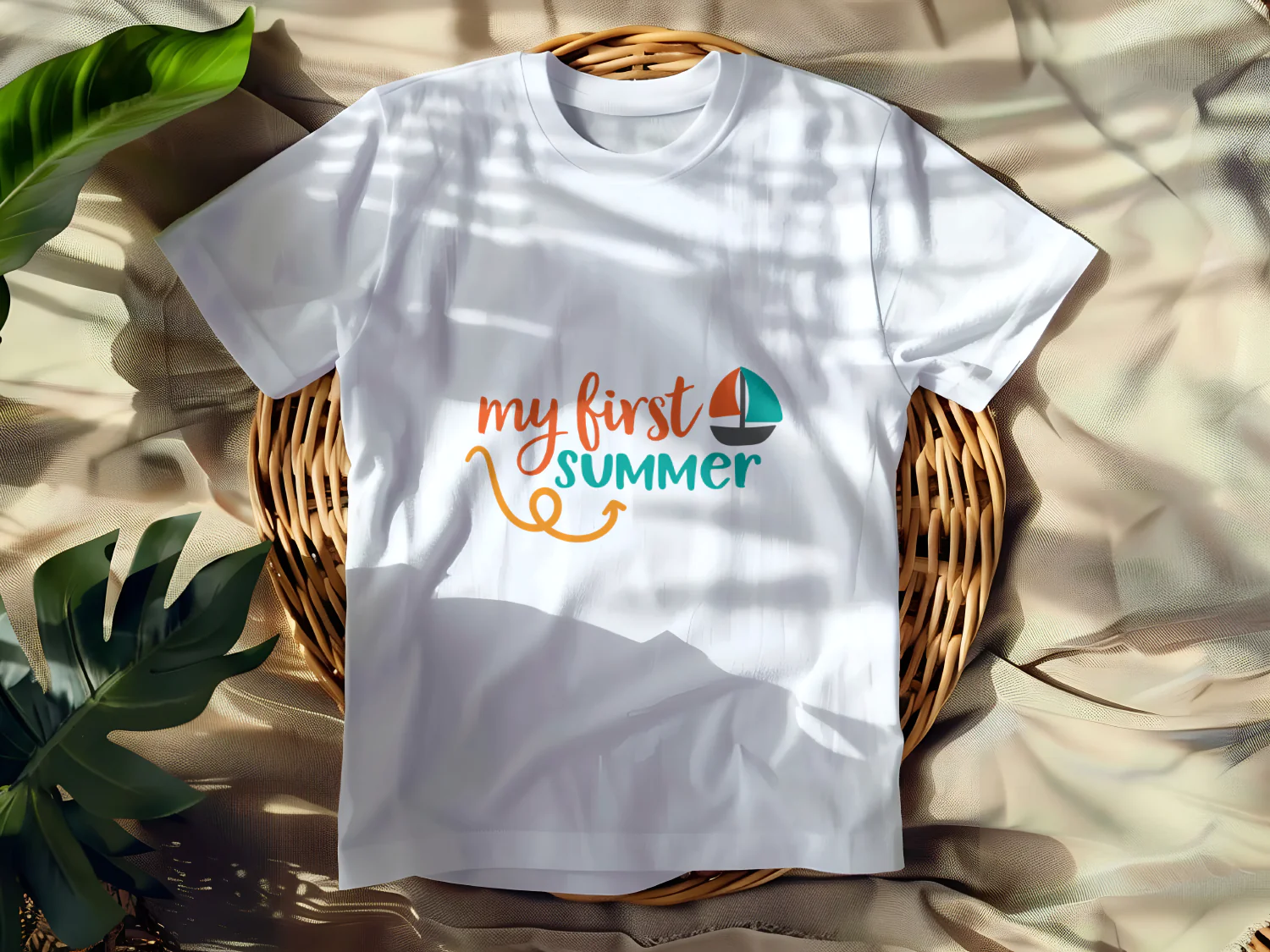 My First Summer Cute T-Shirt Design with Sailboat Illustration