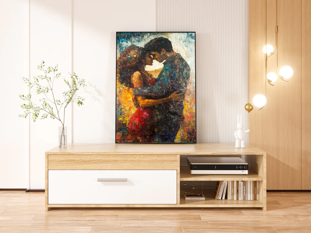 Eternal Embrace: A Colorful Journey of Love and Connection in Abstract Art