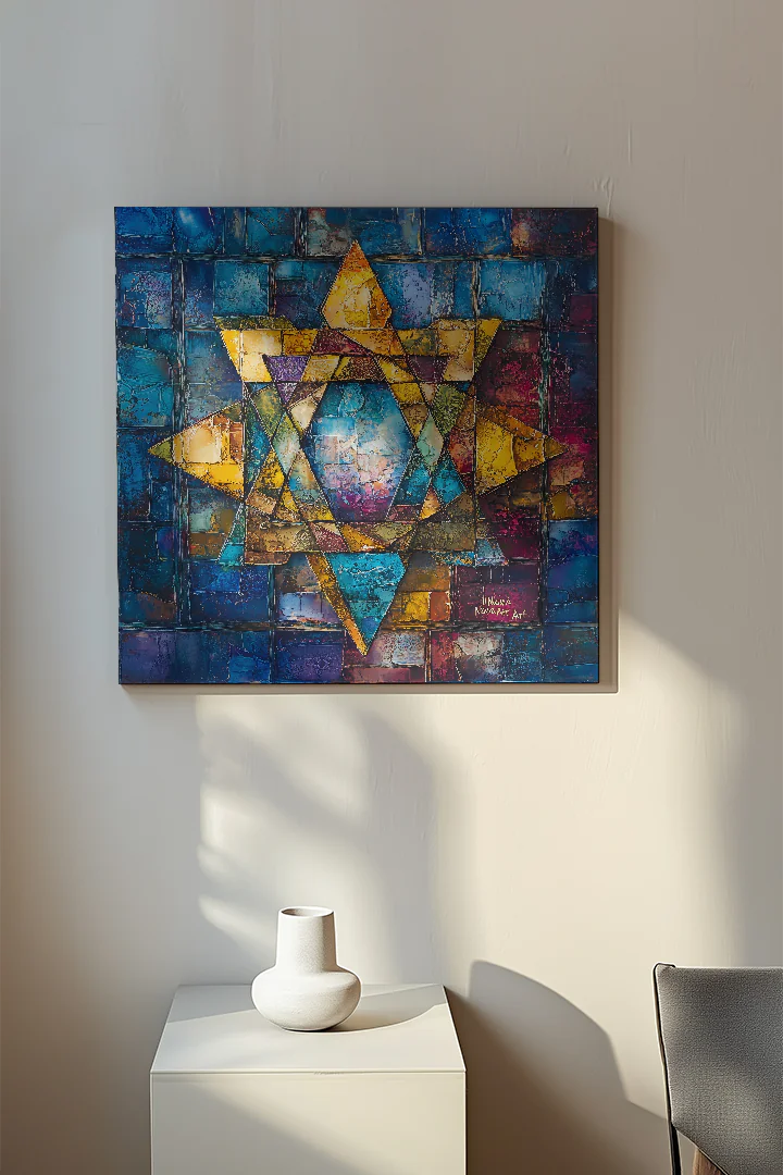 Vibrant Star of David Art - Colorful Abstract Wall Décor for Home or Office Display