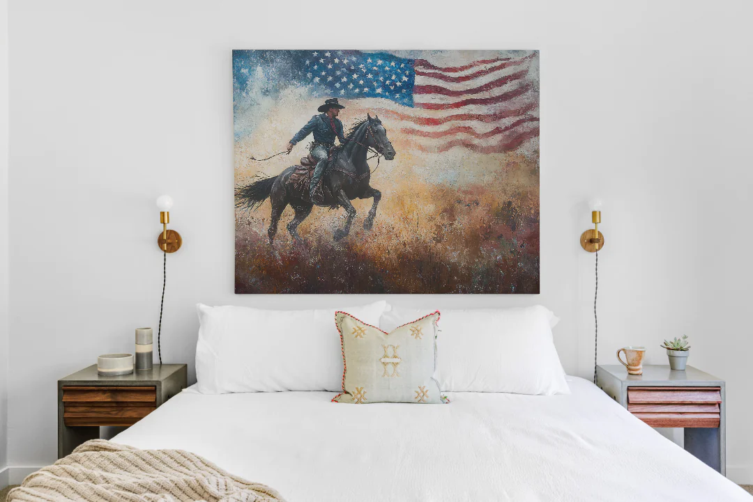 Galloping Freedom: Cowboy Riding with American Spirit in Stunning Artwork
