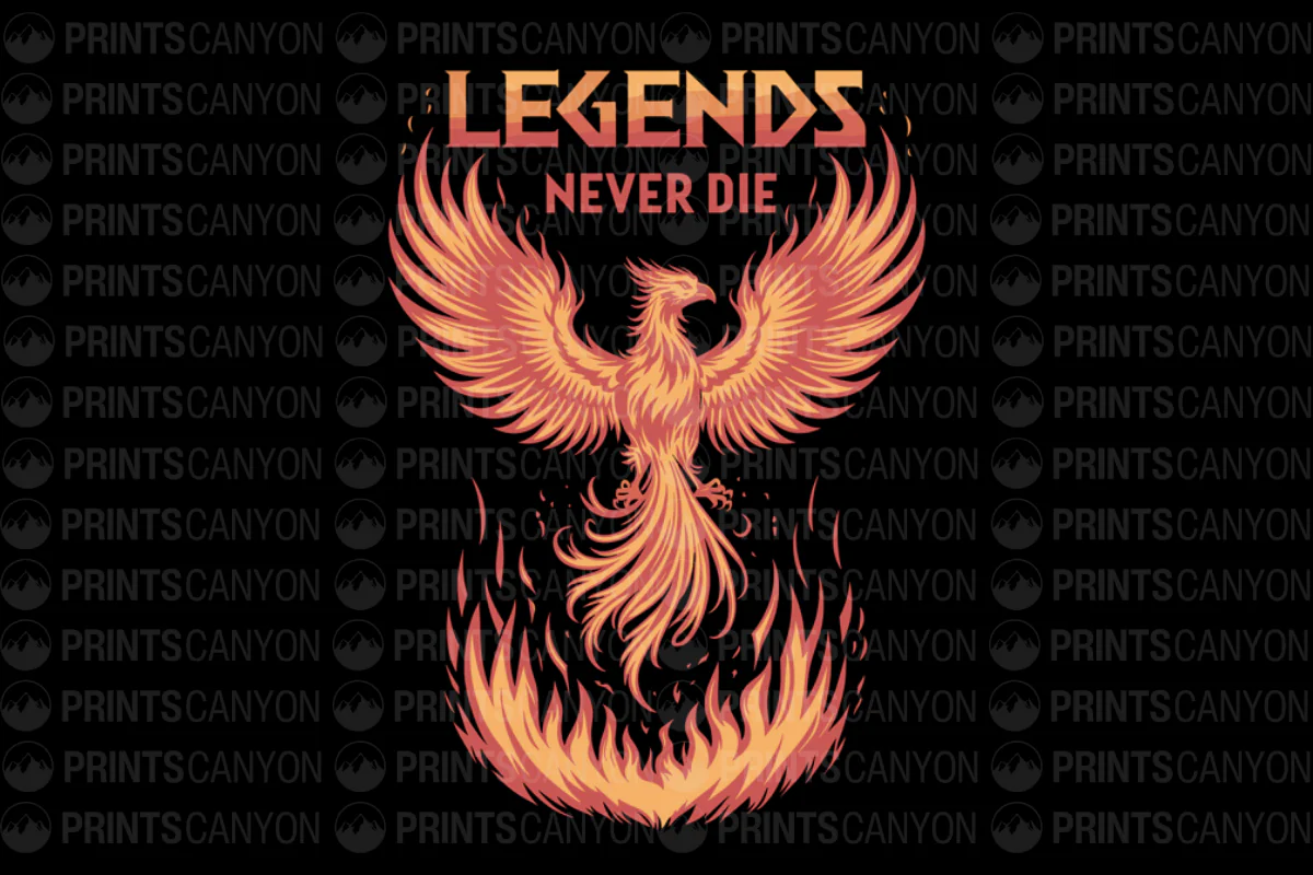 Legends Never Die Phoenix T-Shirt Design Printable Digital File