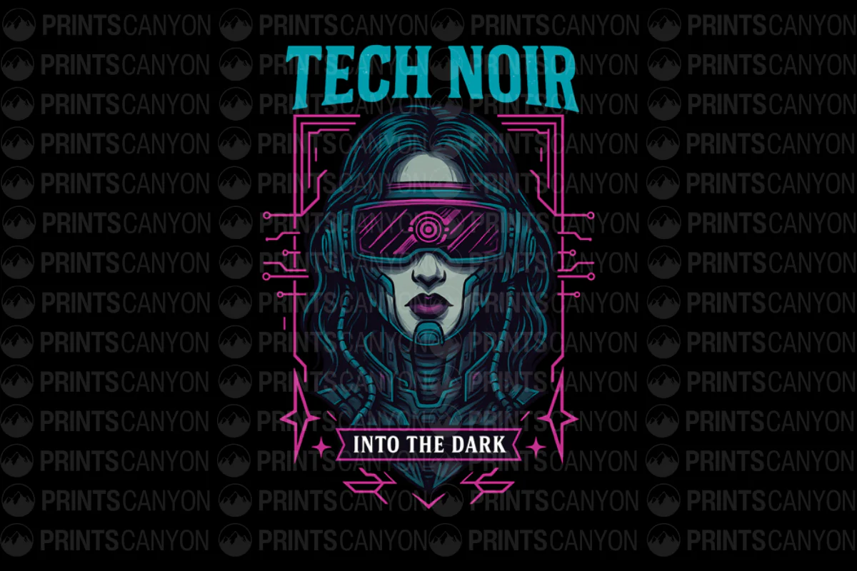 Tech Noir Into the Dark Cyberpunk T-Shirt Design