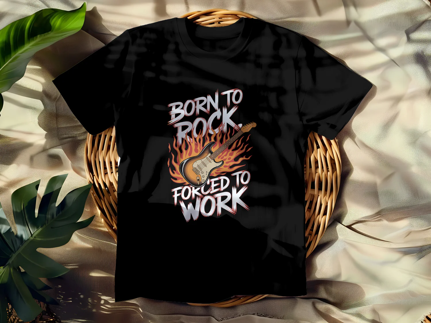 Born to Rock Forced to Work T-Shirt Design for Music Lovers