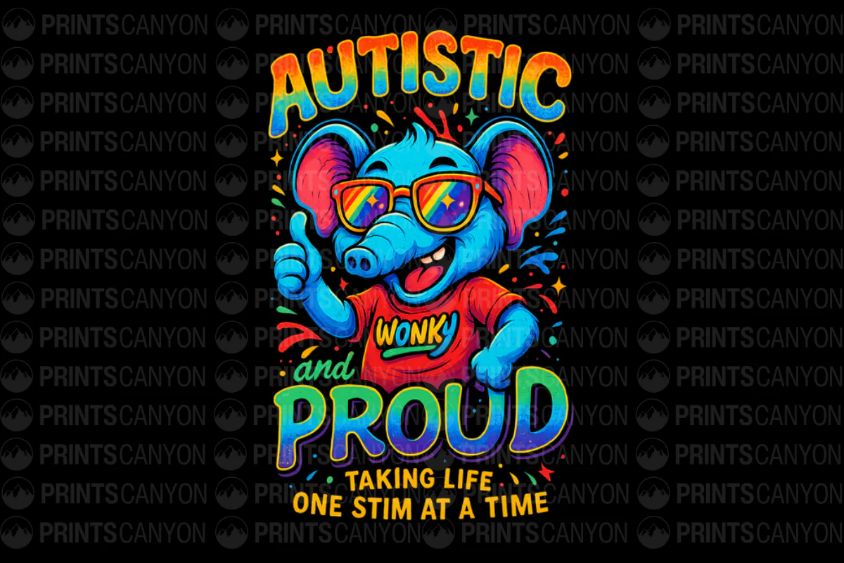 Autistic and Proud Fun Elephant T-shirt Design Taking Life One Stim at a Time