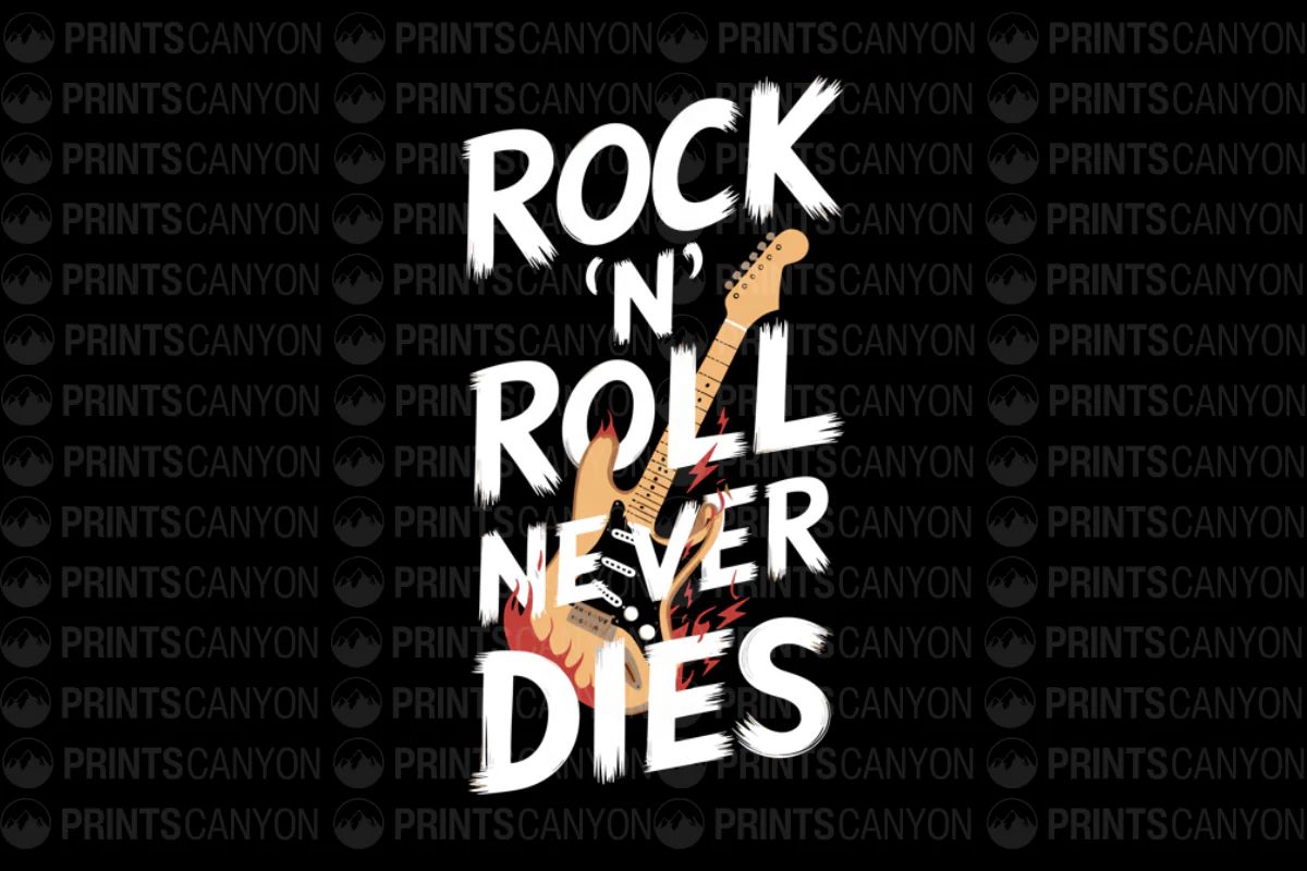 Rock 'n' Roll Never Dies T-Shirt Design Printable File