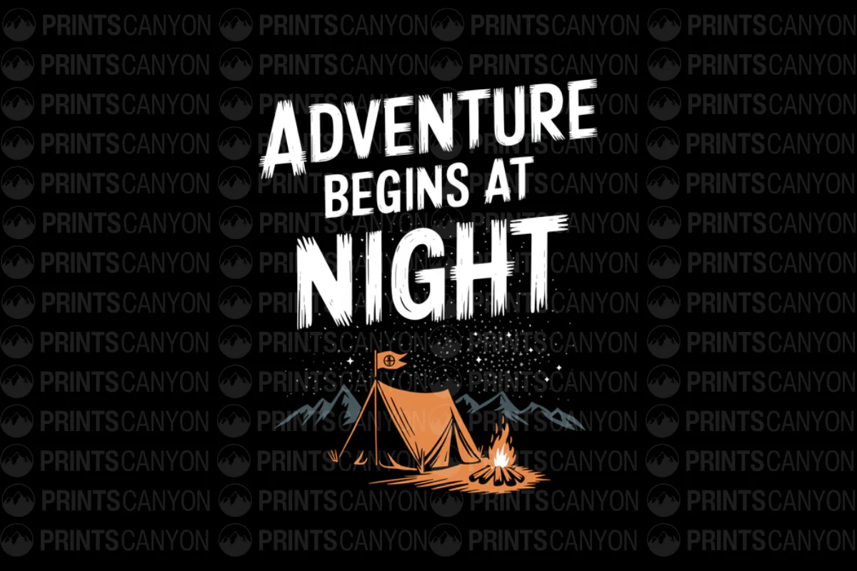 Adventure Begins at Night T-Shirt Design Graphic