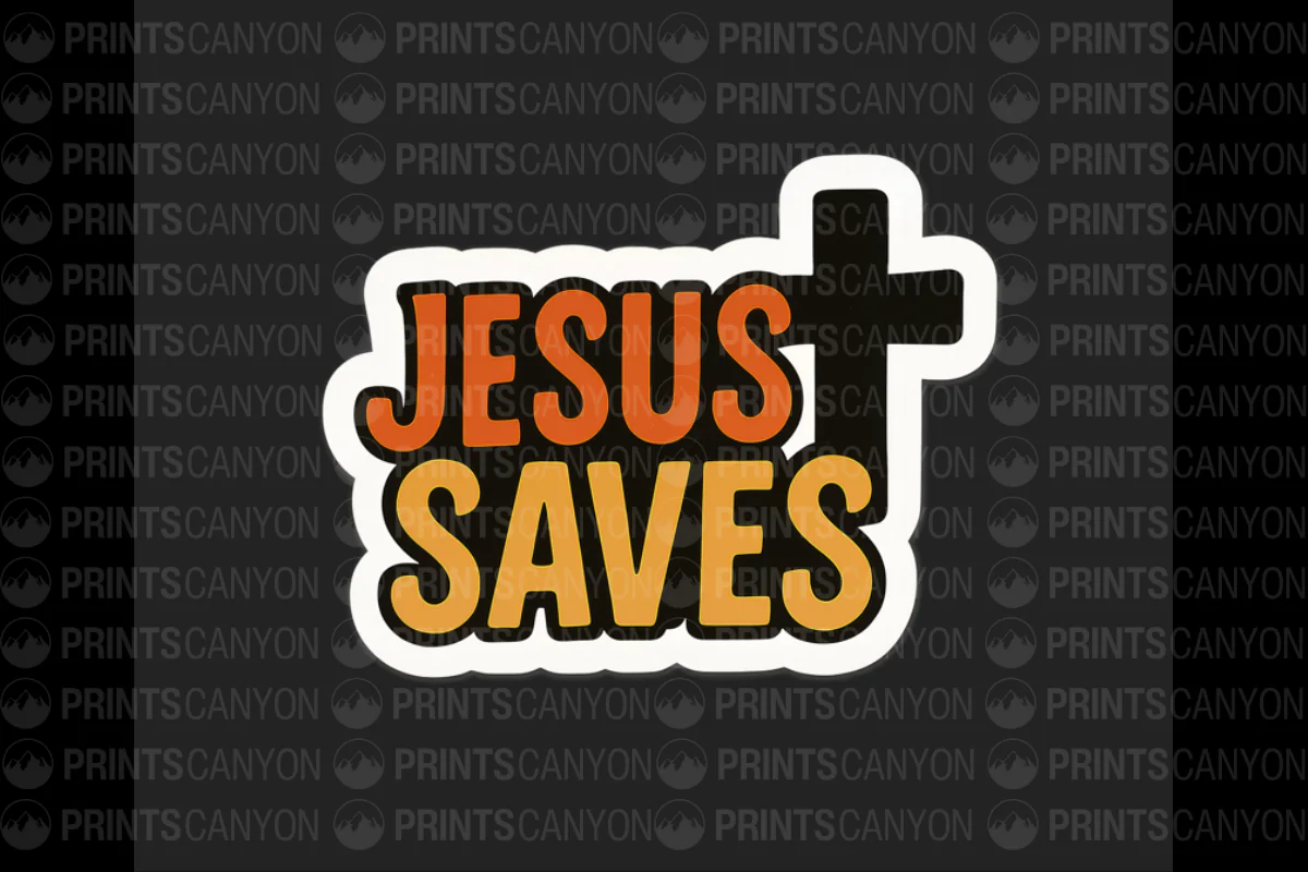 Jesus Saves Inspirational Printable Sticker Design