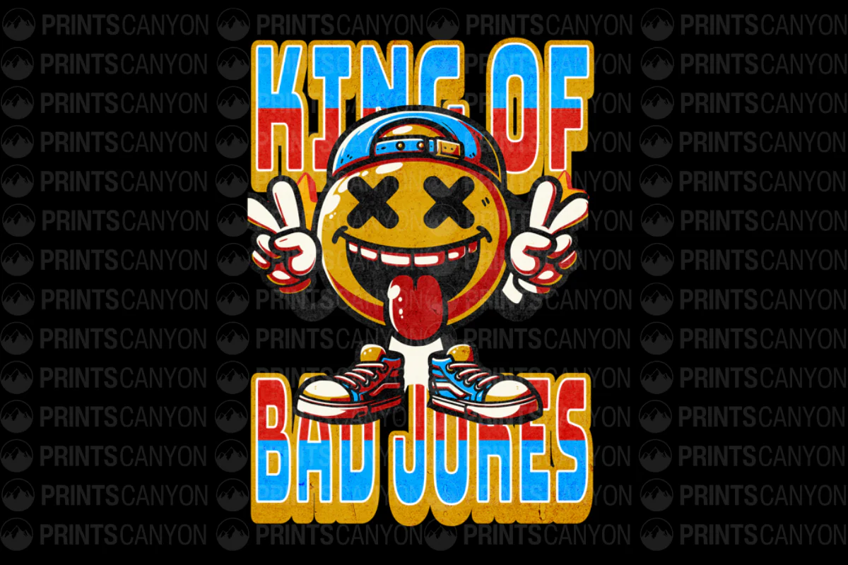 King of Bad Jokes Retro T-Shirt Design for Fun and Laughter Lovers