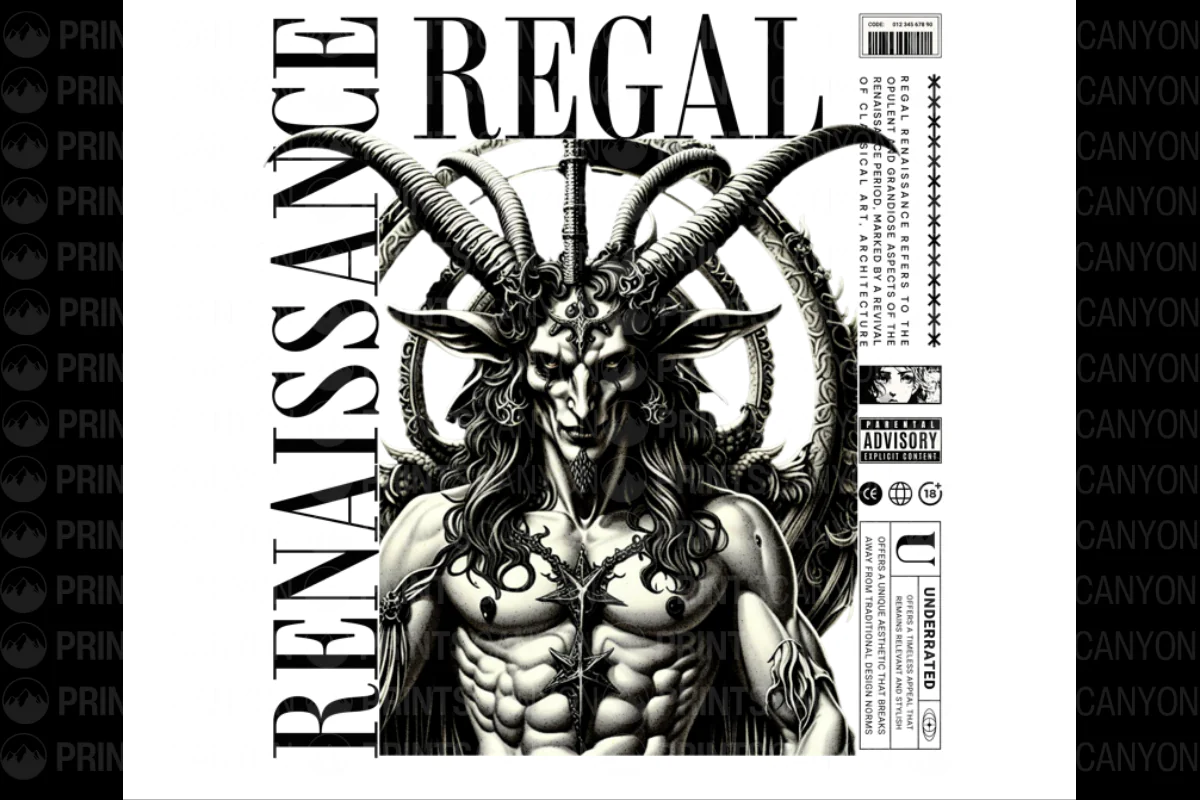 Regal Beast: Intricate Baphomet T-Shirt Design for Bold Fashion Statements