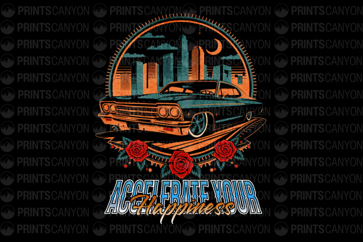 Accelerate Your Happiness Retro Car T-Shirt Design