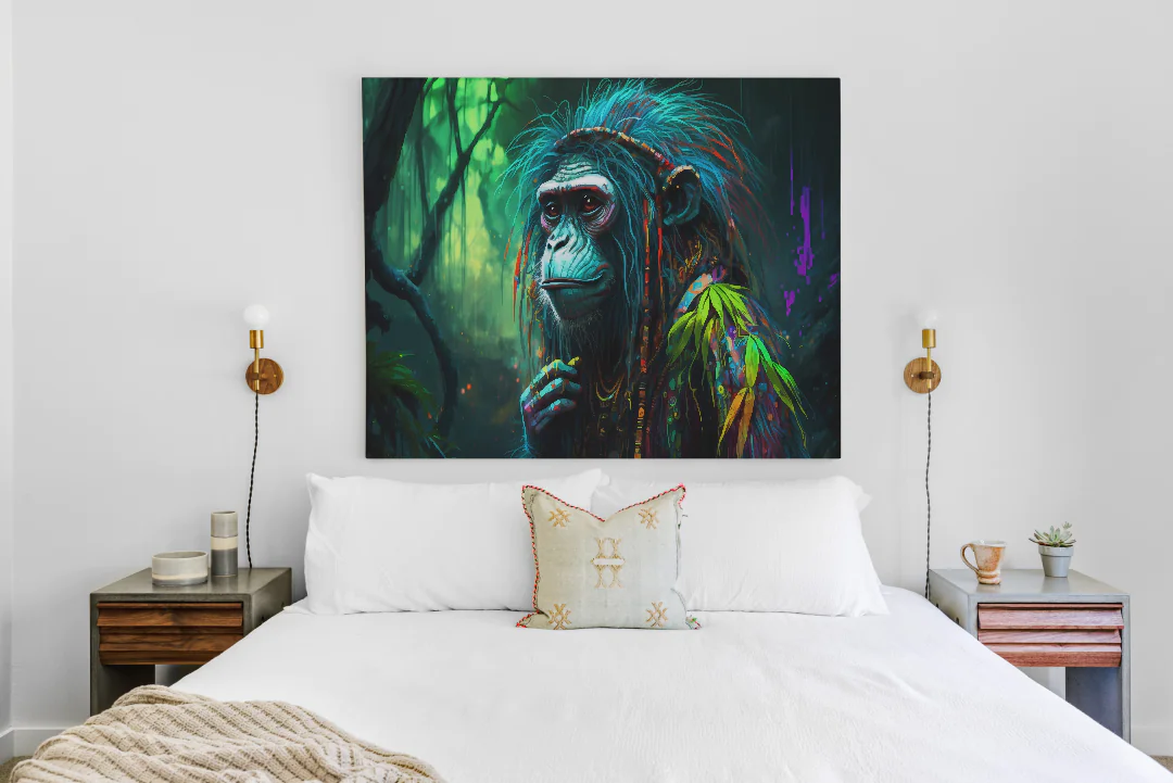 Vibrant Jungle Spirit: Colorful Gorilla Wall Art for Unique Home Decor
