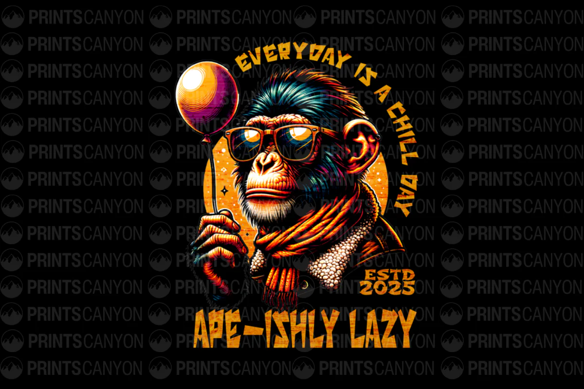 Chill Day Ape T-Shirt Design - Ape-ishly Lazy Funny Graphic Tee