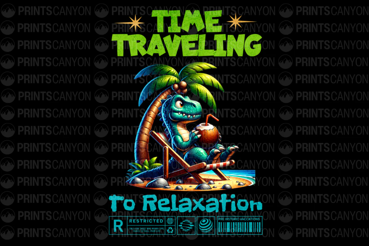 Time Traveling to Relaxation Dino T-Shirt Design