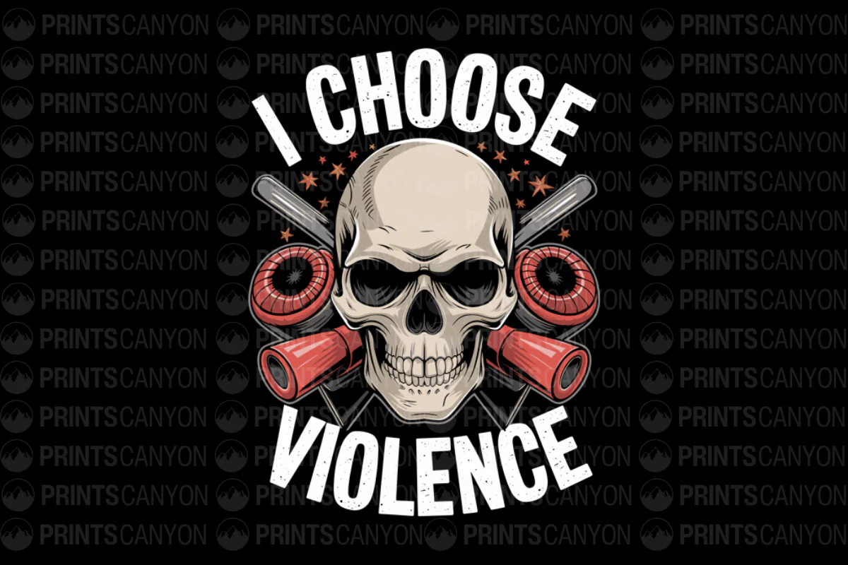 I Choose Violence Skull T-Shirt Design