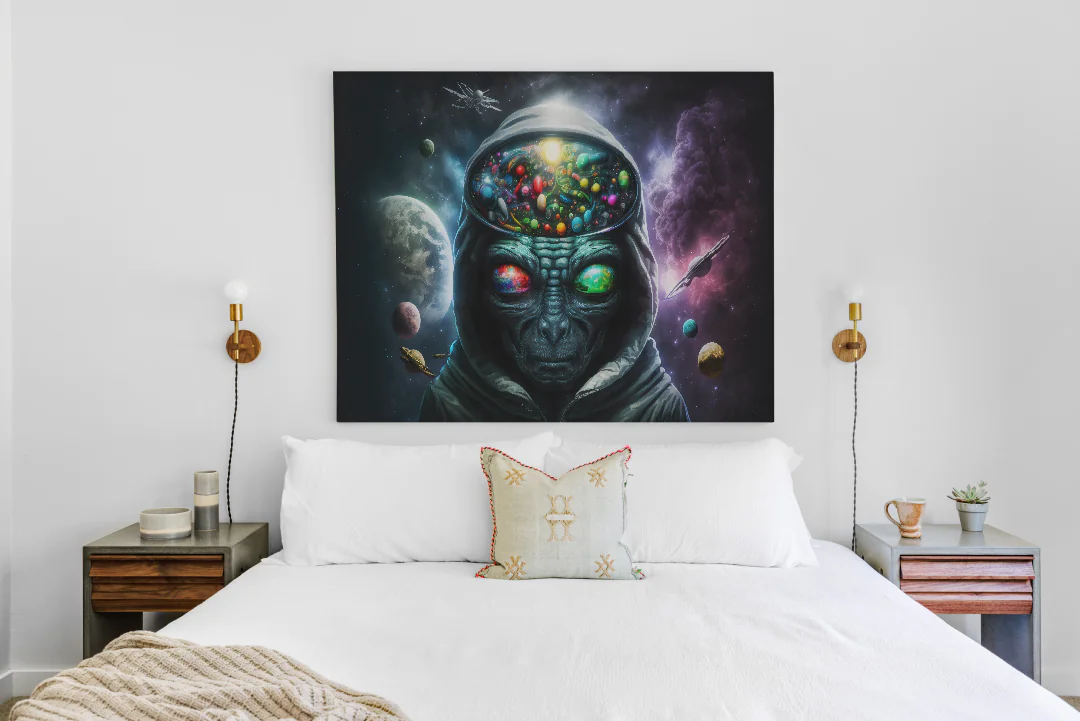 Cosmic Mind: Alien Fantasy Printable Wall Art for Unique Space-Themed Home Decor