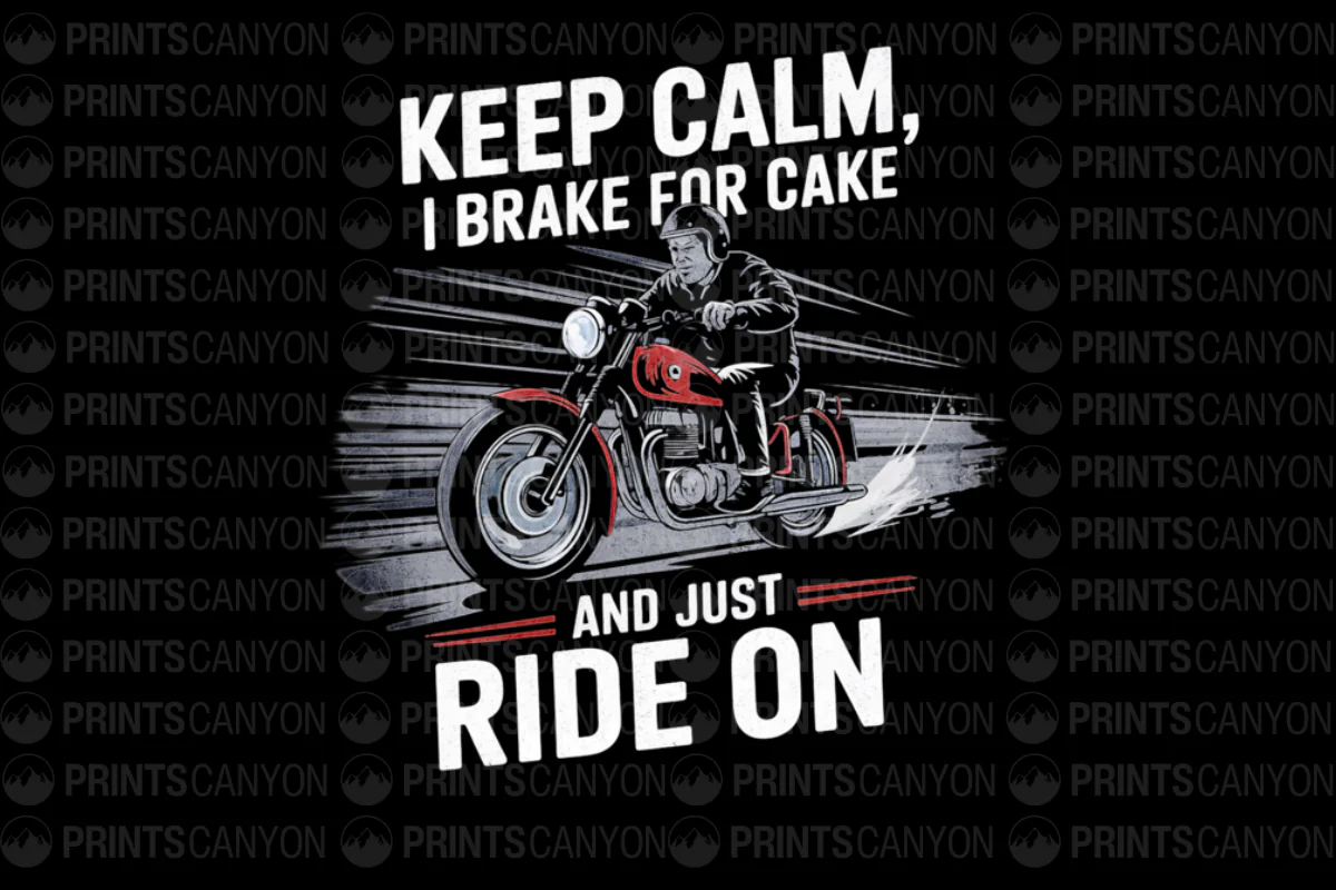 Keep Calm I Brake for Cake Motorcycle T-Shirt Design