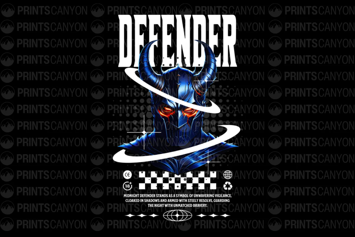 Midnight Defender T-Shirt Design Unwavering Vigilance and Bravery Graphic for Print