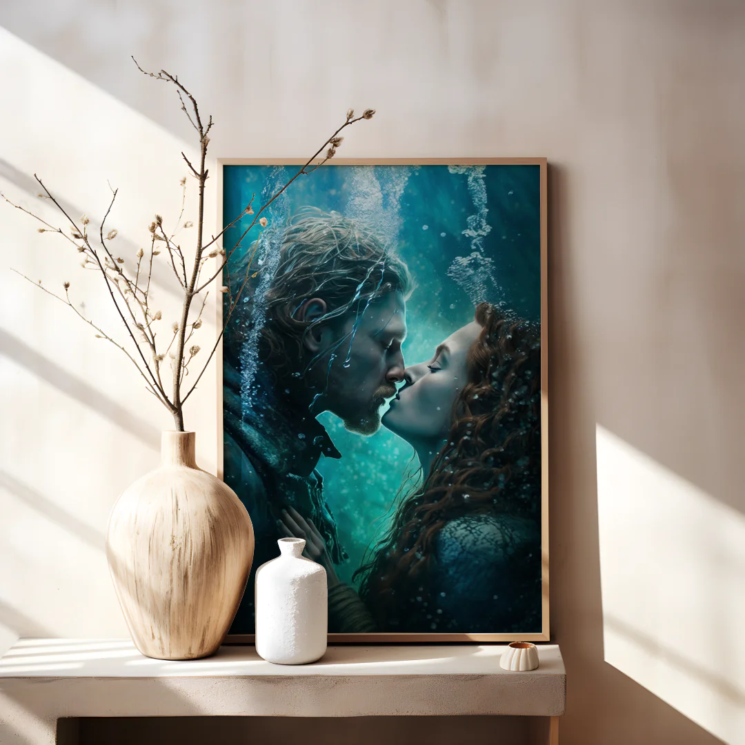 Underwater Love: Enchanting Kiss Printable Wall Art for Unique Home Decor