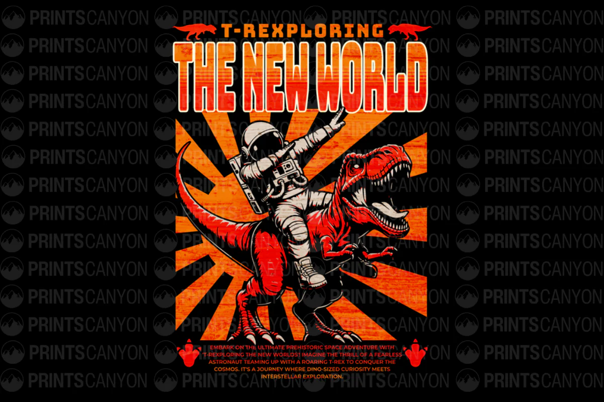 T-Rexploring the New World Adventure T-Shirt Design