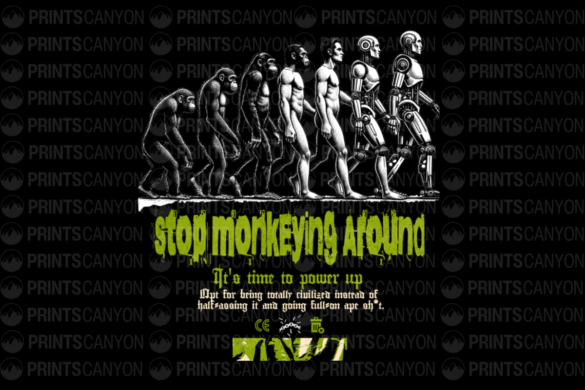 Stop Monkeying Around T-Shirt Design It's Time to Power Up Motivational Graphic Tee