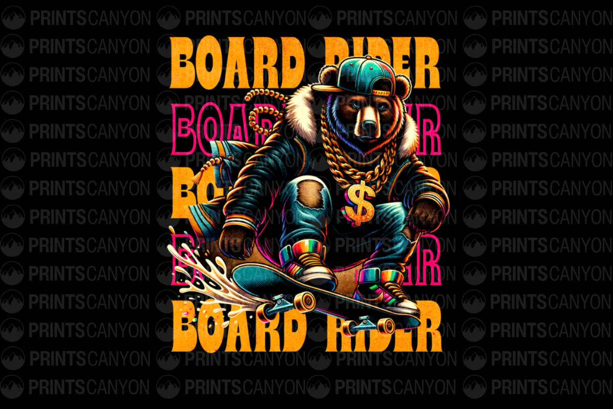 Cool Bear Board Rider T-Shirt Design for Skateboard Enthusiasts