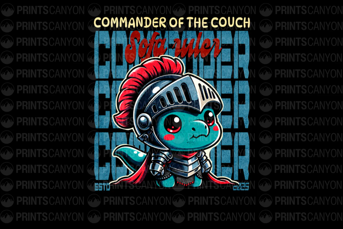 Commander of the Couch T-Shirt Design - Sofa Ruler Graphic for Fun Casual Wear
