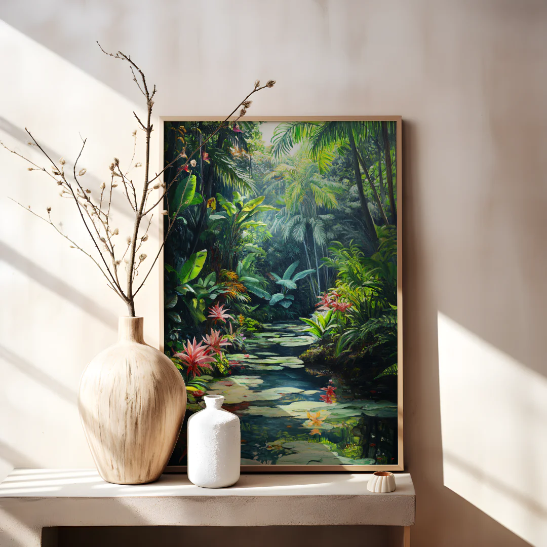 Lush Tropical Serenity Printable Wall Art for Nature-Inspired Home Decor