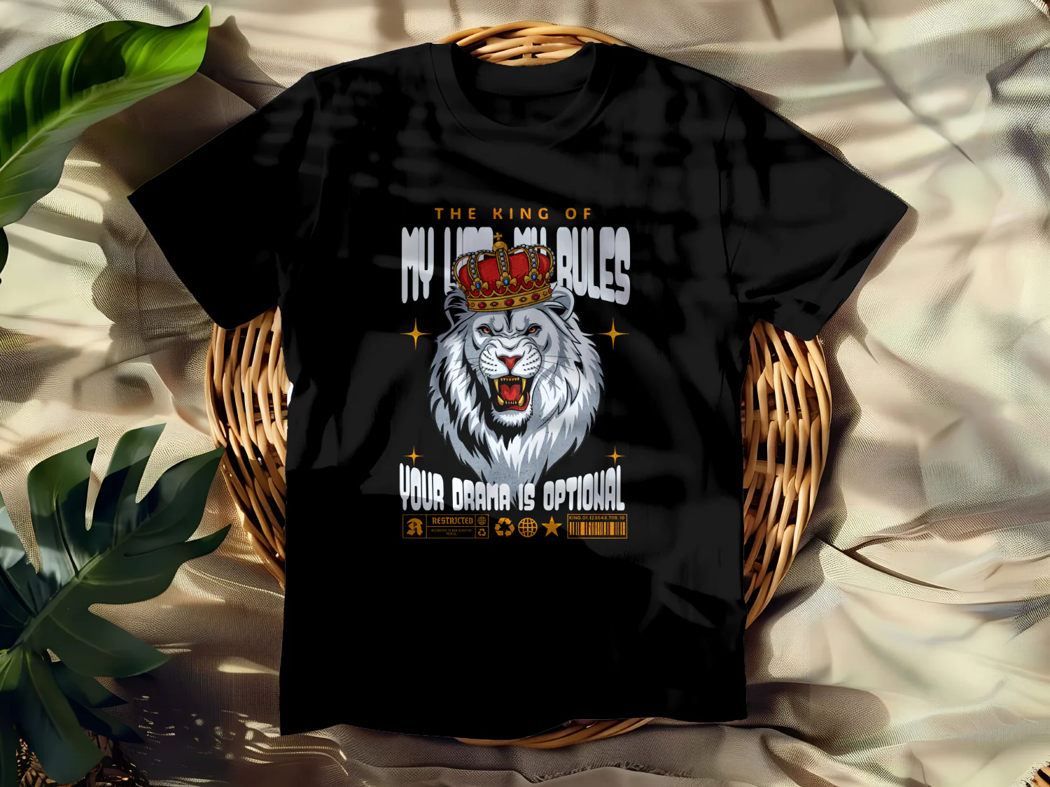 King of My Life, My Rules T-Shirt - Your Drama is Optional Graphic Tee for Bold Individuals